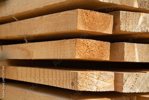 Bild auf Leinwand Edged boards.Building material.The material is made of wood