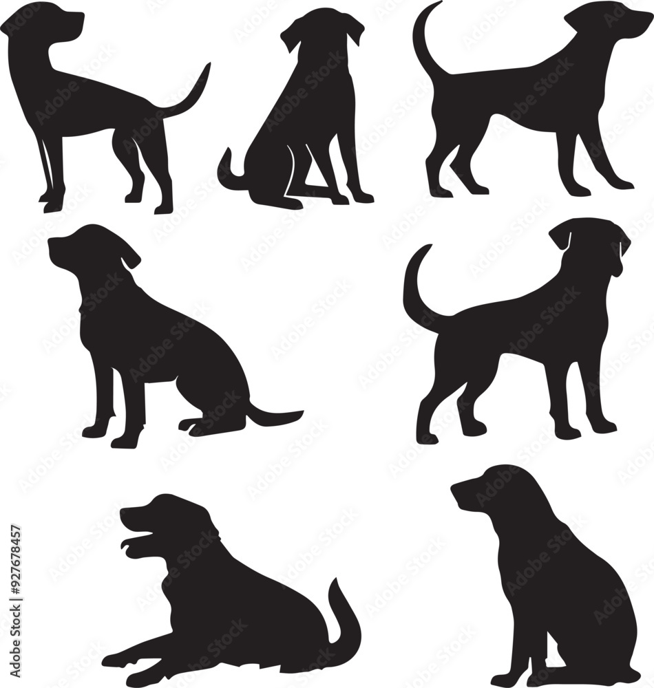 Set of Dogs Silhouettes Vector