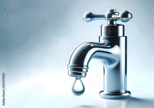 faucet with water drop isolated photo