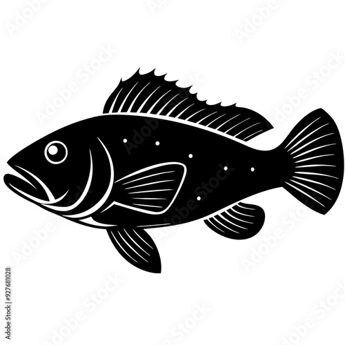 vector-art-of-grouper. silhouette on a white background 