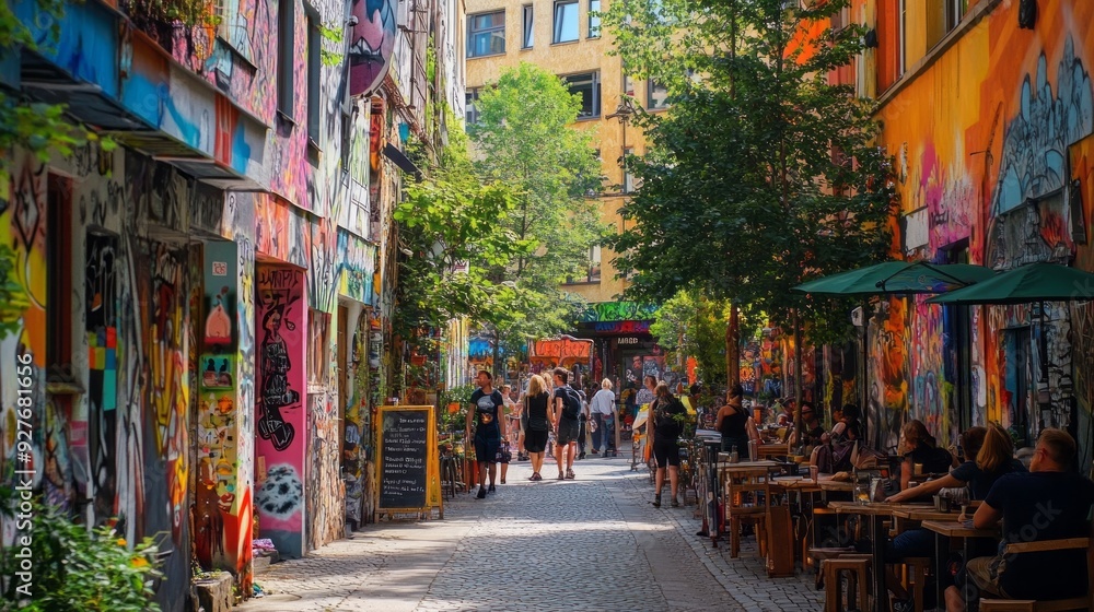 Fototapeta premium Vibrant Berlin Street Scene: A Captivating Snapshot