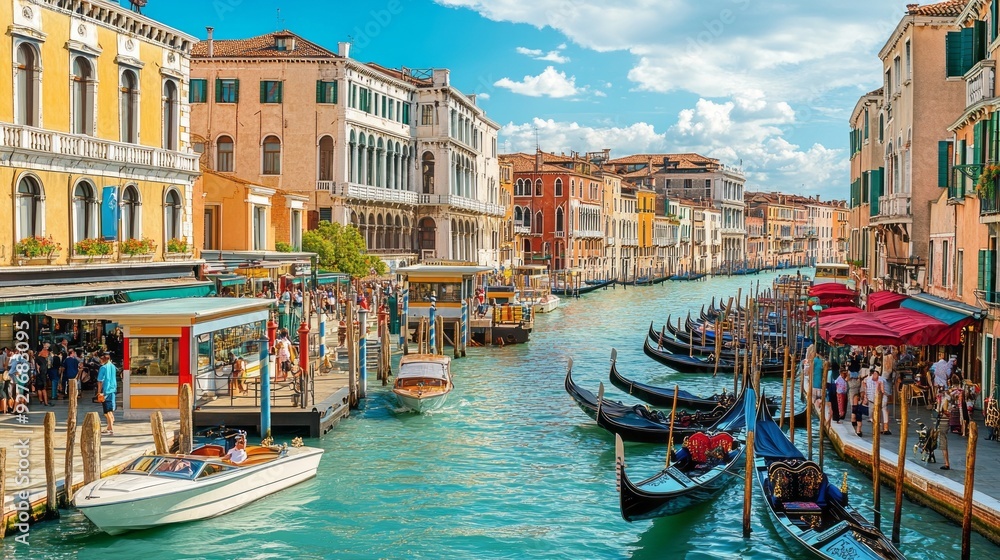 Fototapeta premium Vibrant Street Life in Venice: A Captivating Photo