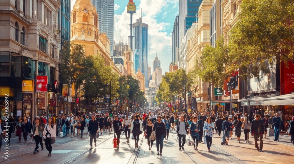 Obraz premium Sydney Street Life: A Bustling City Scene - Stock Photo d2148603-bb40-43fc-9fd7-838cf7e5d7fa