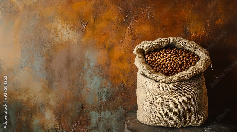 Full Burlap Sack of Roasted Coffee Beans Full Burlap Sack of Roasted Coffee Beans