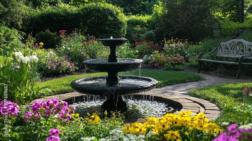 Serene Garden Oasis with Water Feature: A Tranquil Escape