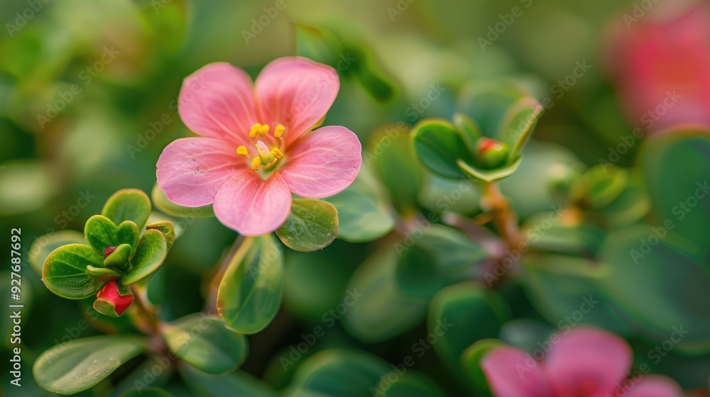Common Purslane Blooming Plant Common Purslane Blooming Plant