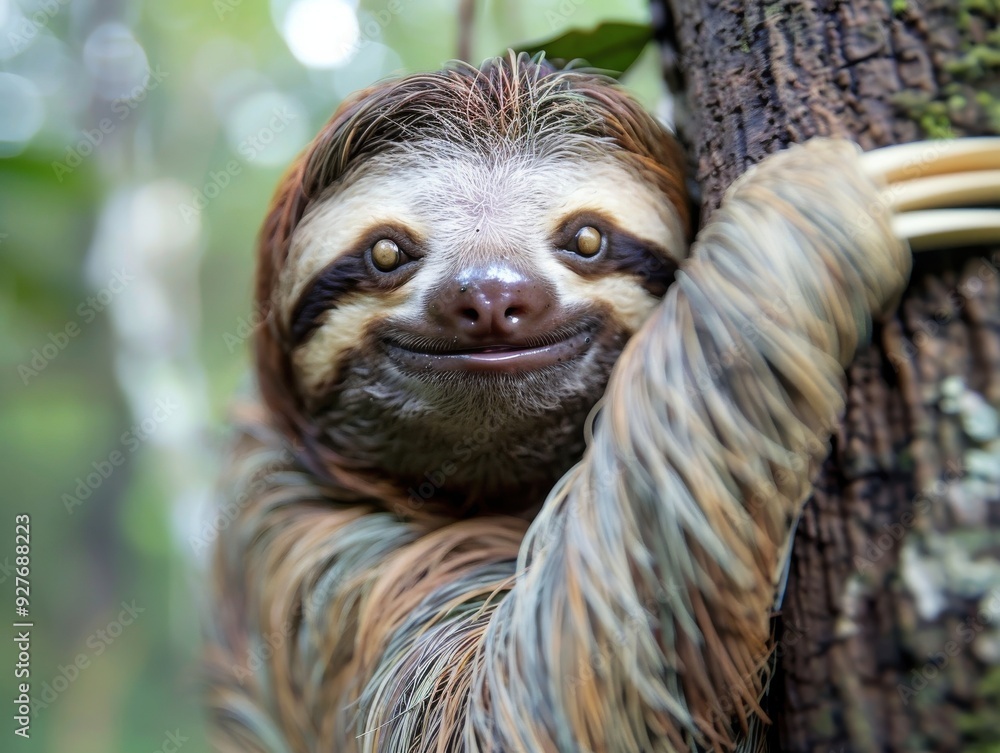 Tranquil Sloth Resting on Tree Branch in Costa Rica's Enchanting Cloud Forests Tranquil Sloth Resting on Tree Branch in Costa Rica's Enchanting Cloud Forests