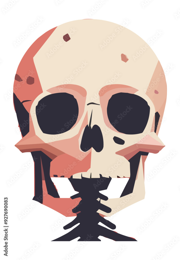 Skeleton with a spooky face. Vector flat isolated. Skeleton with a spooky face. Vector flat isolated.