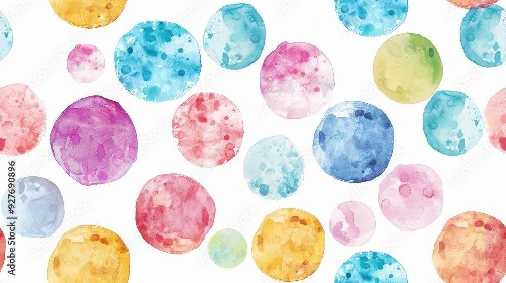 Watercolor polka dots in pastel hues on a white background, creating a soft and playful visual effect, isolated on white. Seamless pattern. Watercolor polka dots in pastel hues on a white background, creating a soft and playful visual effect, isolated on white. Seamless pattern.