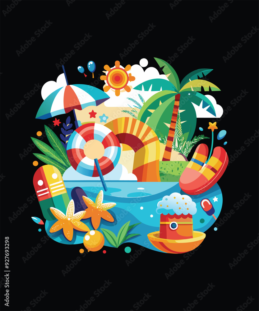 Obraz premium Colorful Summer T-shirt Vector Design