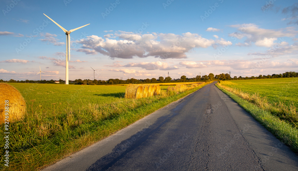 Petite route de campagne au milieu des champs en France. Petite route de campagne au milieu des champs en France.