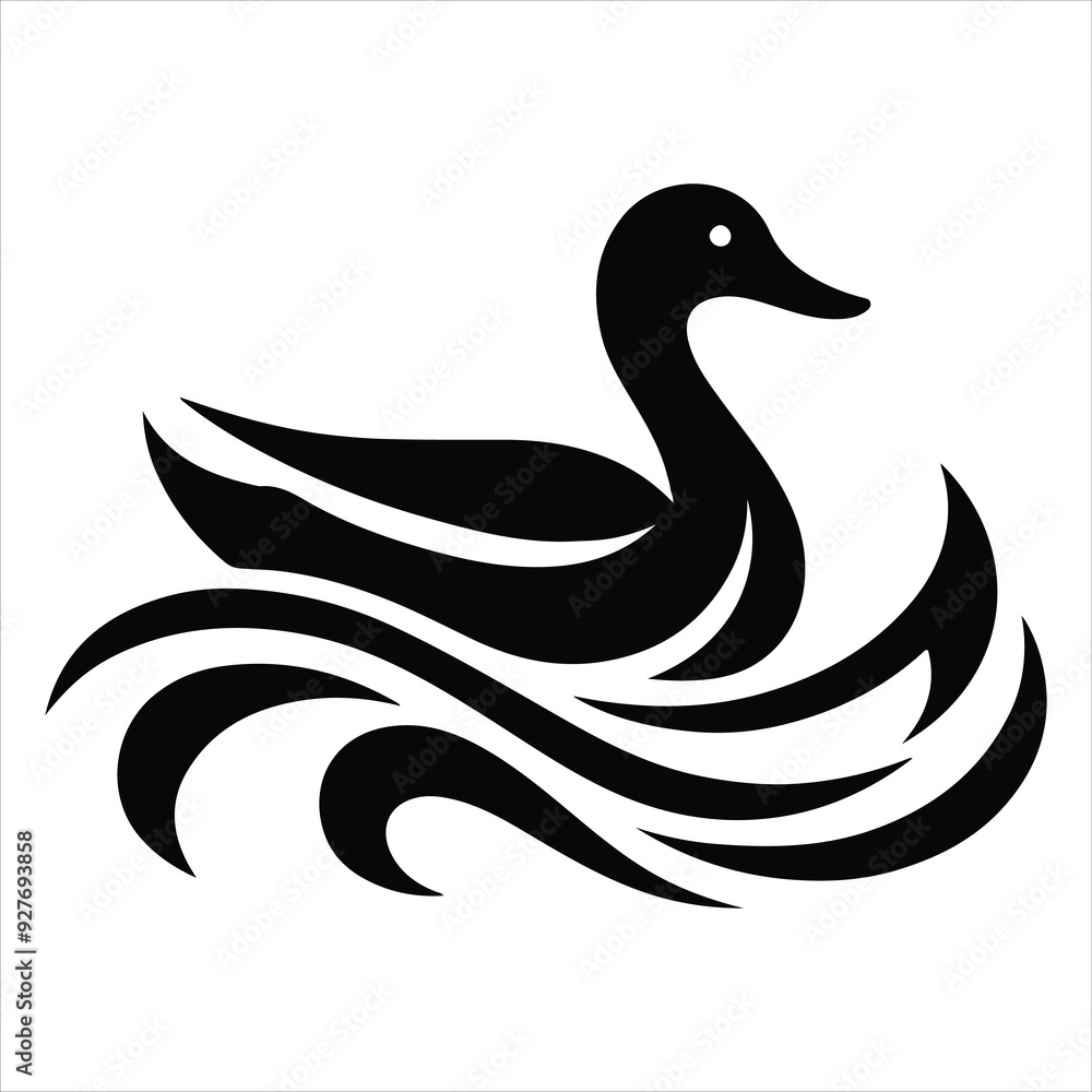 Silhouette Of A Duck On A White Background, Vector Illustration, Silhouette Illustration, Duck Illustration, Silhouette Drawing Silhouette Of A Duck On A White Background, Vector Illustration, Silhouette Illustration, Duck Illustration, Silhouette Drawing