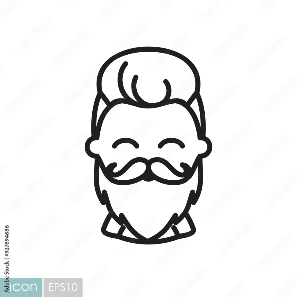 Bearded man's face vector icon. Hipster character Bearded man's face vector icon. Hipster character