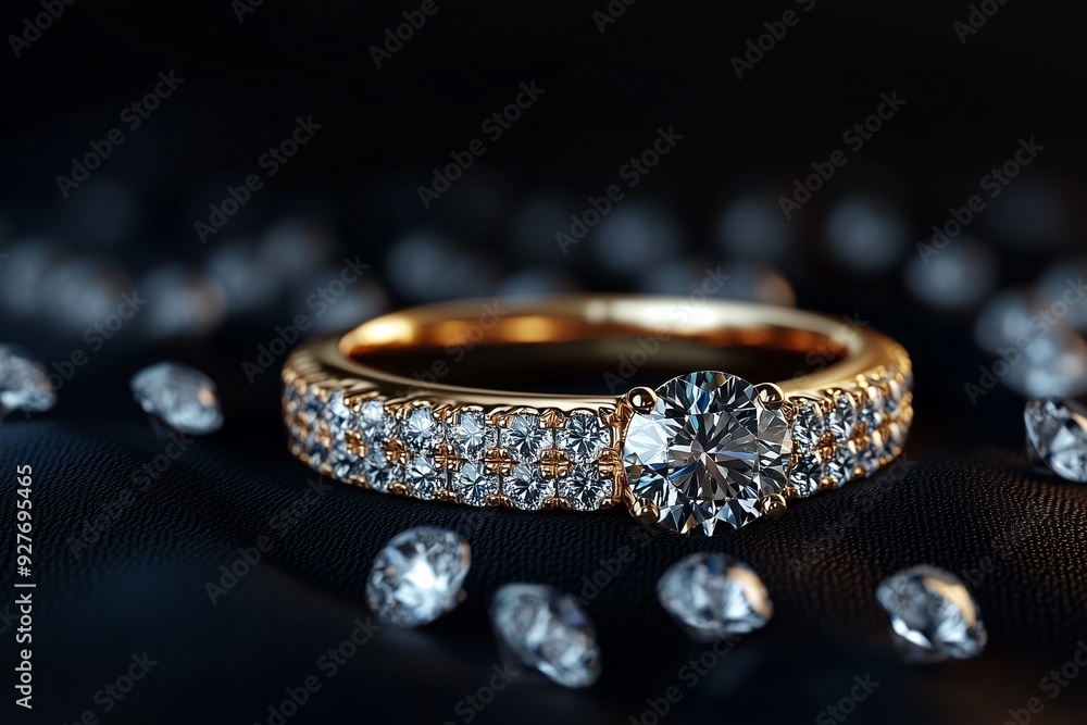 diamond ring design with diamonds on black cloth background diamond ring design with diamonds on black cloth background