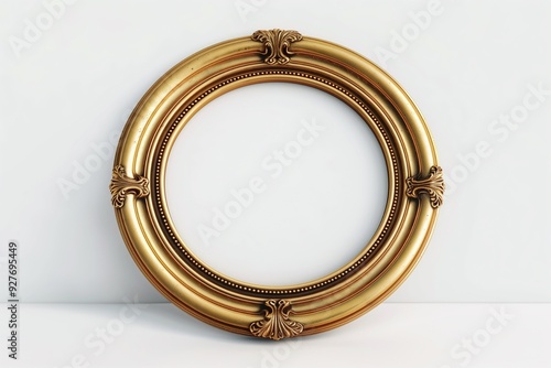 Antique gold frame on white background