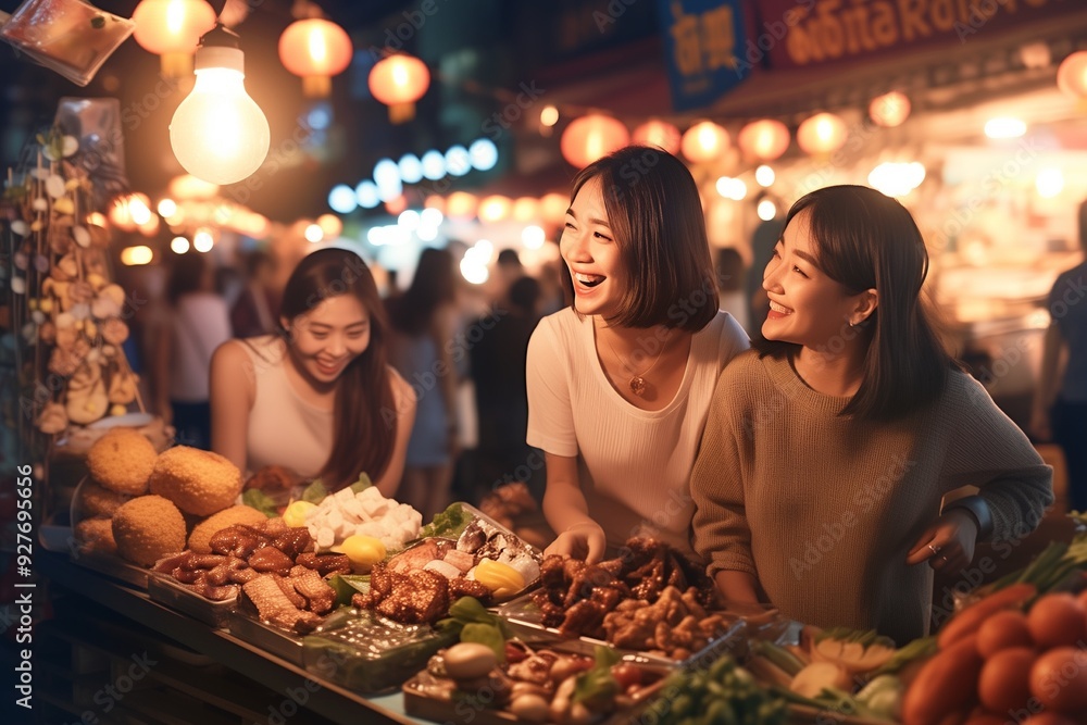 tourist enjoy the night food market tourist enjoy the night food market