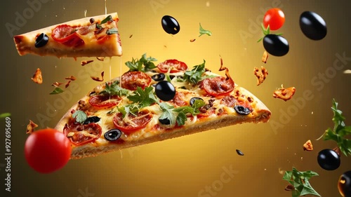 Watch as mouthwatering pepperoni pizza is prepared with vibrant toppings, expertly showcasing culinary skills in a lively kitchen setting