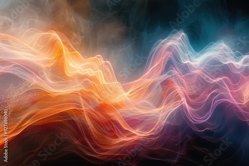 Wallpaper Mural A colorful wave of light with orange and blue streaks Torontodigital.ca