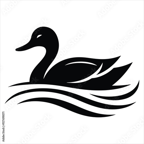 Silhouette Of A Duck On A White Background, Vector Illustration, Silhouette Illustration, Duck Illustration, Silhouette Drawing