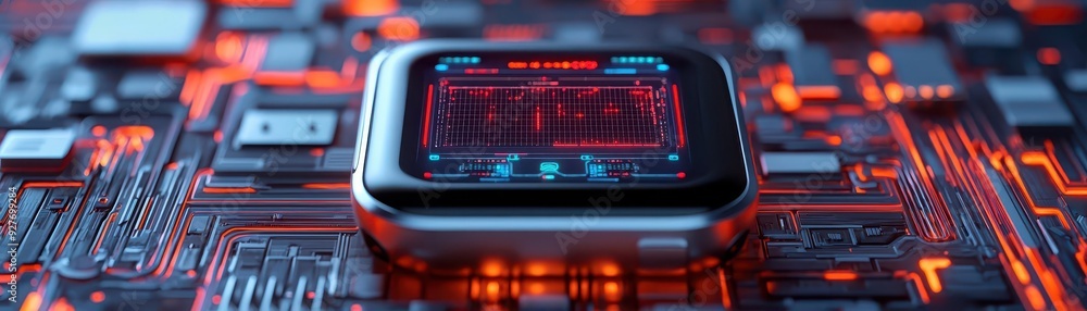 Miniaturized AI control room inside a smartwatch, detailed interior, illustration Miniaturized AI control room inside a smartwatch, detailed interior, illustration