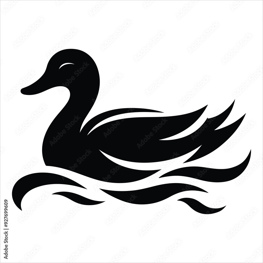 Silhouette Of A Duck On A White Background, Vector Illustration, Silhouette Illustration, Duck Illustration, Silhouette Drawing Silhouette Of A Duck On A White Background, Vector Illustration, Silhouette Illustration, Duck Illustration, Silhouette Drawing