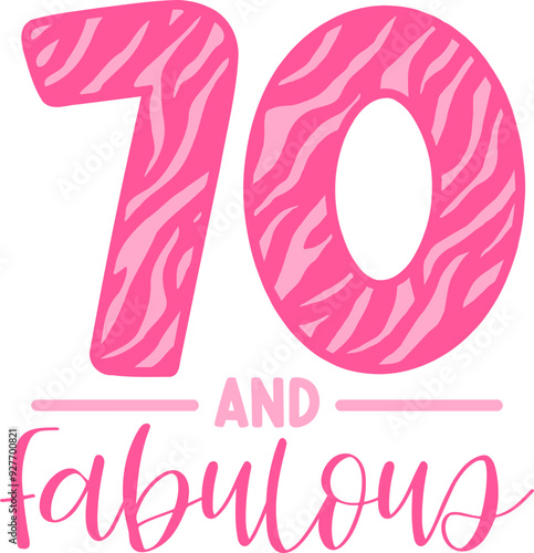 70 and Fabulous, Pink Birthday animal print