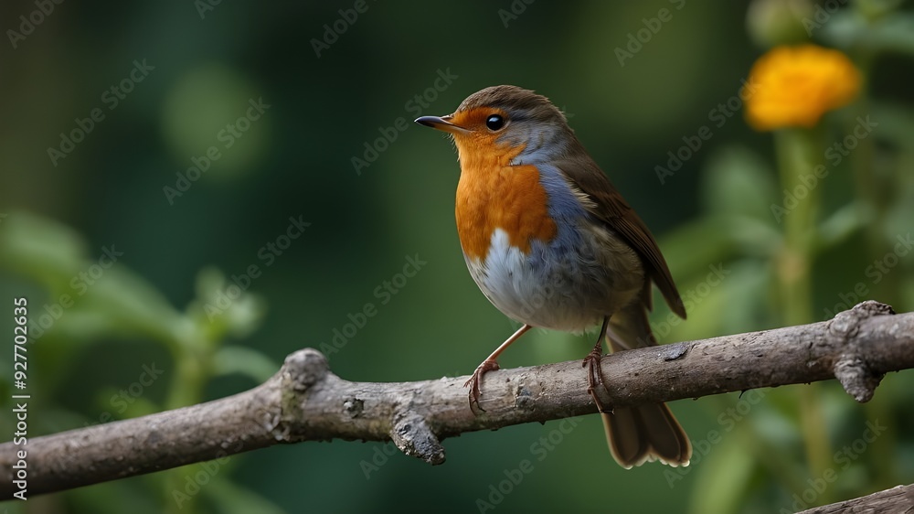a robin bird is sitting in a sunny spring garden on a branch of an apple tree with pink flowers. Lively robin singing from a garden fence
a robin bird is sitting in a sunny spring garden on a branch of an apple tree with pink flowers. Lively robin singing from a garden fence