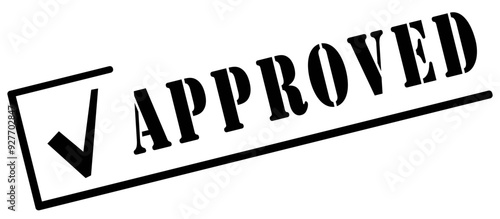 Approved stamp with a tick. High definition. 