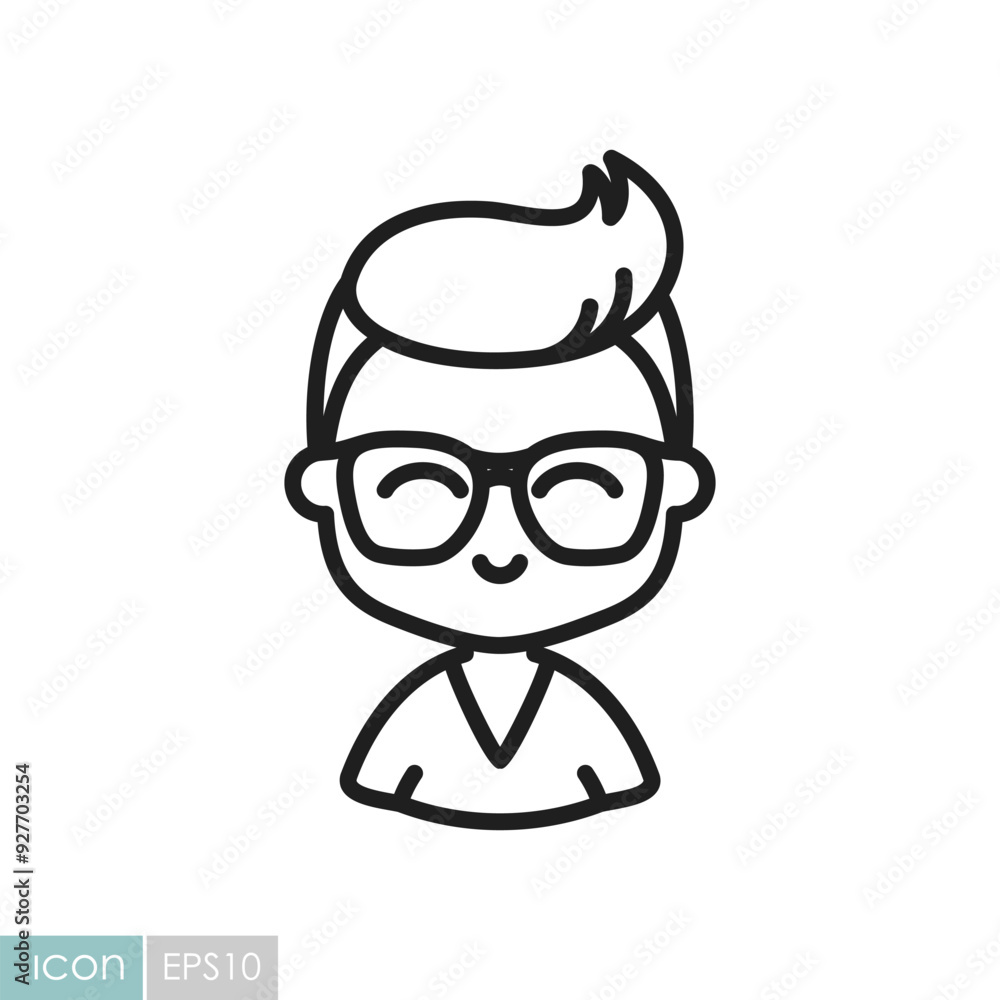 Man character face avatar in glasses vector icon Man character face avatar in glasses vector icon