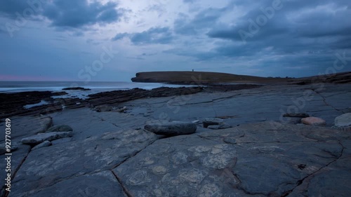 Blue Hour on the Marwick Shore Looking toward Kitchener's Memorial HD Time Lapse. photo