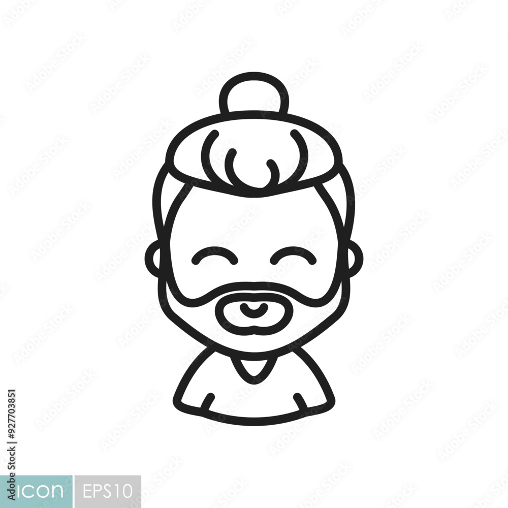 Man with beard and long hair vector icon Man with beard and long hair vector icon