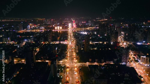 City Deyang beautiful night scene real shot video photo