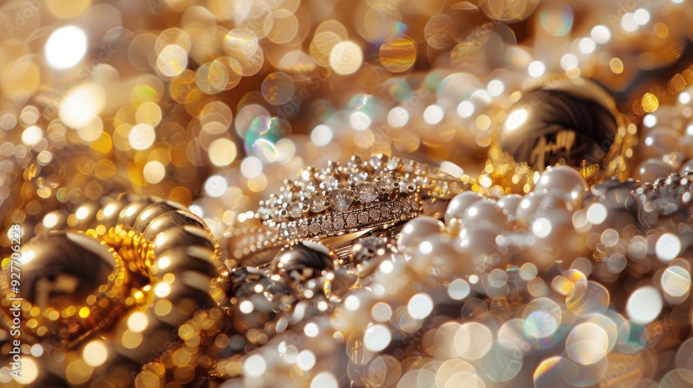 Luxury gold and silver jewelry in close up Luxury gold and silver jewelry in close up