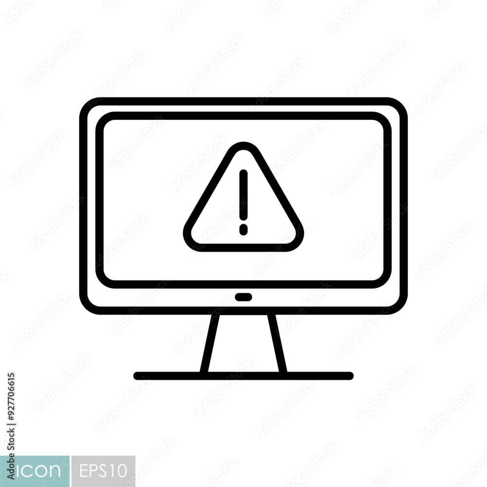 Computer warning icon. Simple digital system error Computer warning icon. Simple digital system error