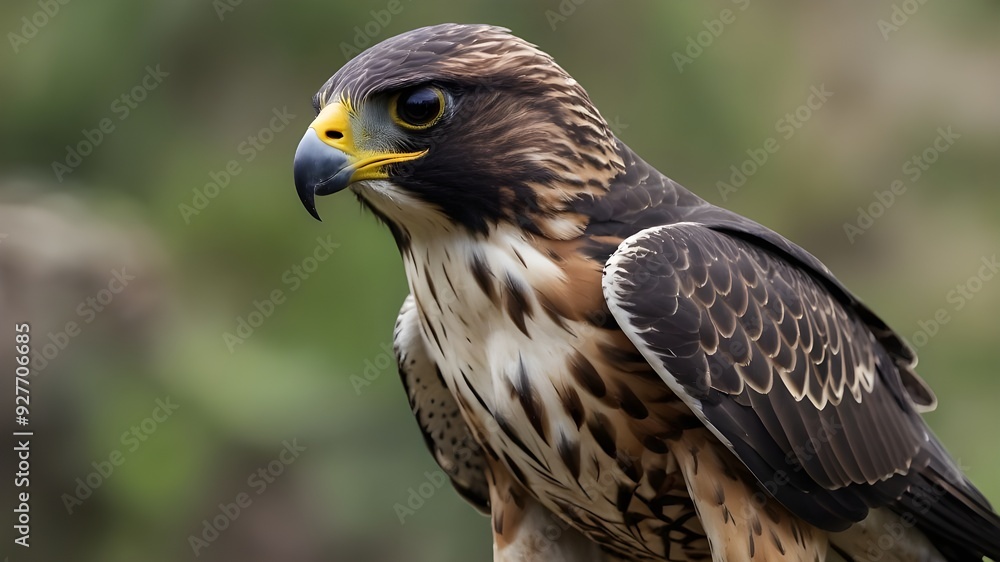 Regal falcon in mid-flight, with a blurred background Regal falcon in mid-flight, with a blurred background