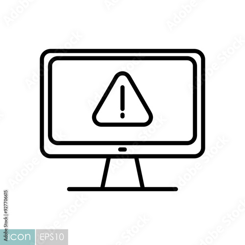 Computer warning icon. Simple digital system error