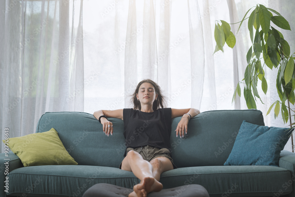 Obraz premium Beautiful adolescent girl resting at home