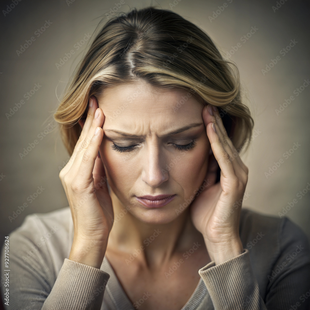 A touching portrait photograph of a woman thinking hard A touching portrait photograph of a woman thinking hard