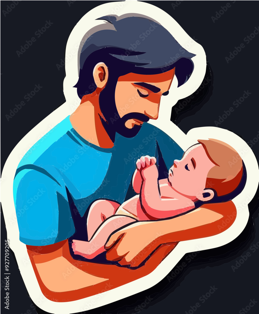 Heartwarming vector illustration of a father holding his baby, depicting love, care, and family bonding. Great for family and parenting themes. Heartwarming vector illustration of a father holding his baby, depicting love, care, and family bonding. Great for family and parenting themes.