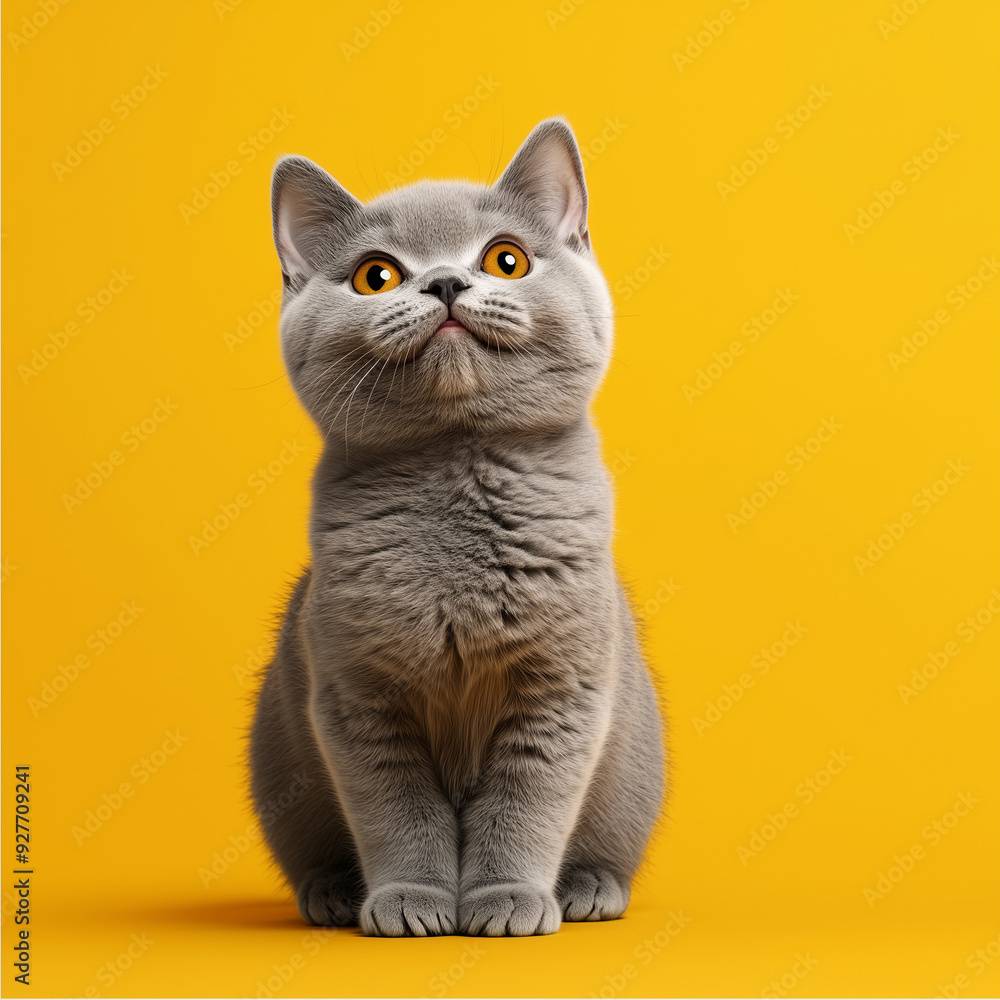 Obraz premium The photo high-resolution realistic illustrations featuring different cat breeds. Each cat is depicted sitting upright and alert, positioned on solid background