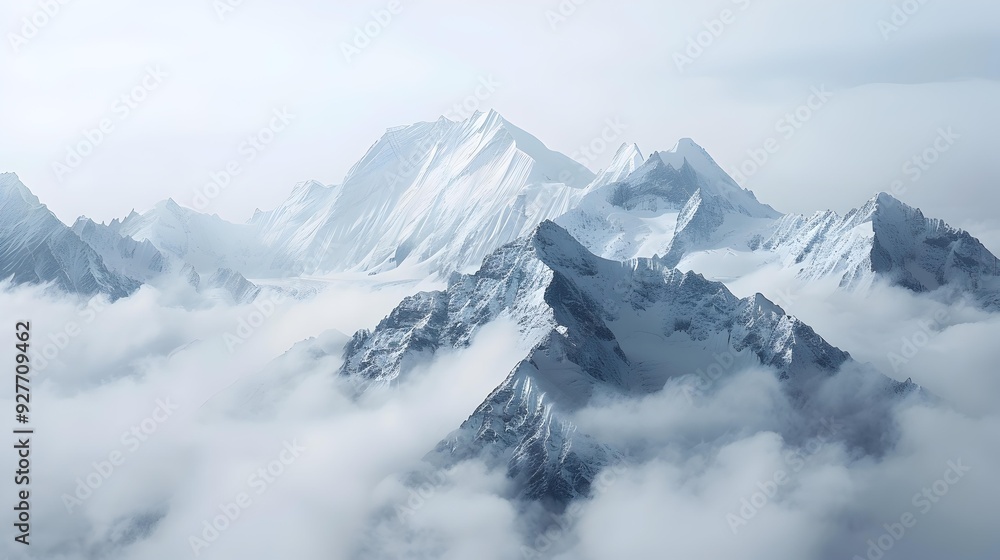 Peaked above the clouds and surrounded by icy Peaked above the clouds and surrounded by icy