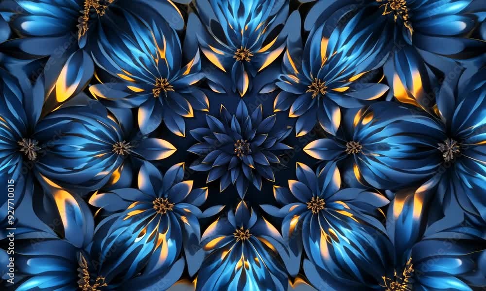 Blue Flowers with Golden Highlights Blue Flowers with Golden Highlights