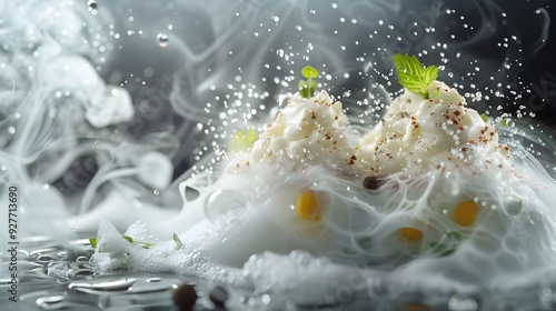 Fototapeta Naklejka Na Ścianę i Meble -  Gastronomy molecular with food foam and espuma