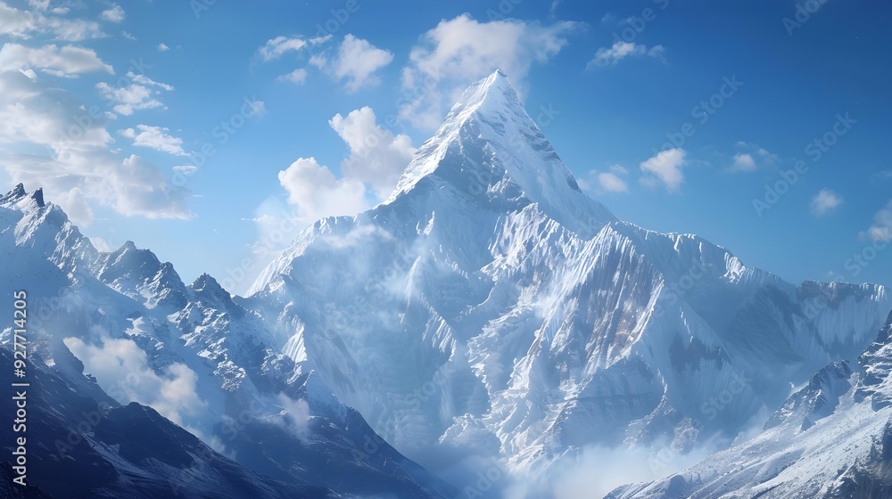 Obraz premium snow-capped mountain towering above the valley. snow