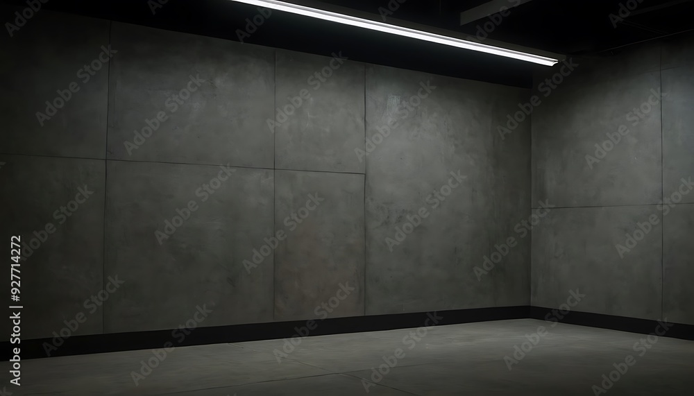 Abstract empty, modern concrete room with three downlight spots on the back wall and rough floor - industrial interior background template, 3D illustration Abstract empty, modern concrete room with three downlight spots on the back wall and rough floor - industrial interior background template, 3D illustration