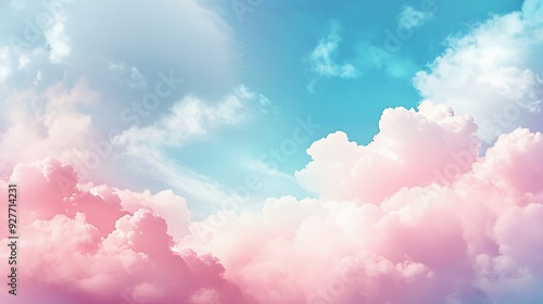 Soft pink and blue clouds in a dreamy sky.