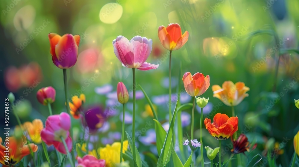 Nature s colorful beauty unfolds with blooming flowers Nature s colorful beauty unfolds with blooming flowers