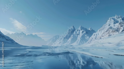 Wallpaper Mural mountains with peaks that reflect the cold Torontodigital.ca