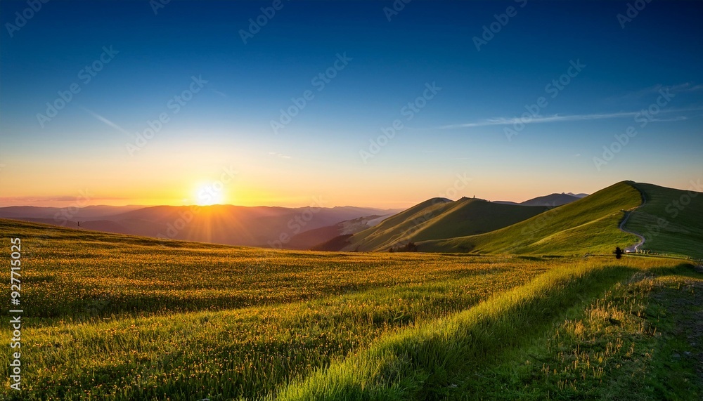 Obraz premium Serene Sunset Over Rolling Hills
