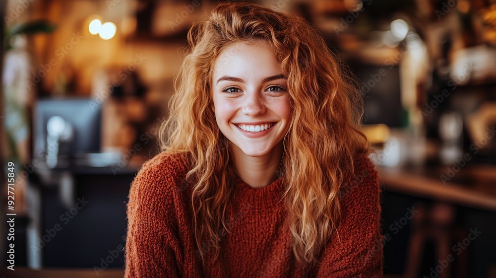 Portrait young woman sitting on coffee shop Portrait young woman sitting on coffee shop